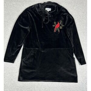 Natural Impressions Sweatshirt Womens M Black‎ Velvet Cardinal Tunic Holiday